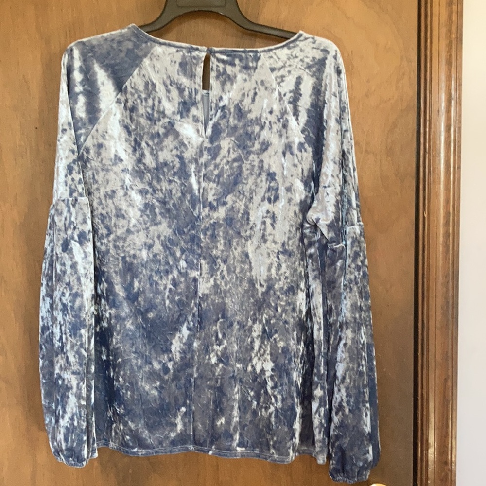 Relisted LC Lauren Conrad duller blue velvet volume sleeve top boho XL - Picture 13 of 17